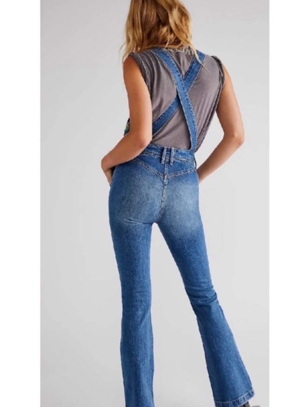 We the Free Camilla Slim Fit Flare Denim Overalls - Picture 2 of 9